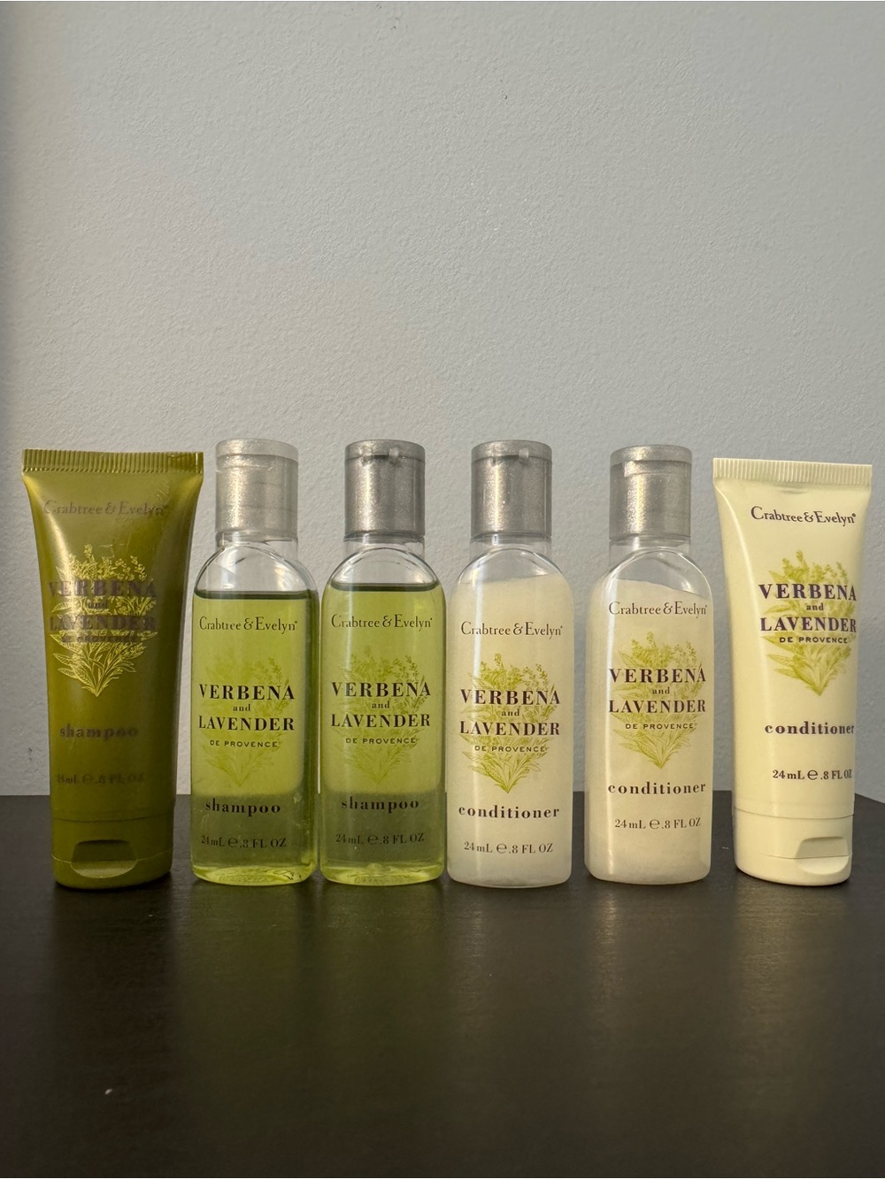 Set of 6! Crabtree & Evelyn Verbena & Lavender Shampoo Conditioner travel sample